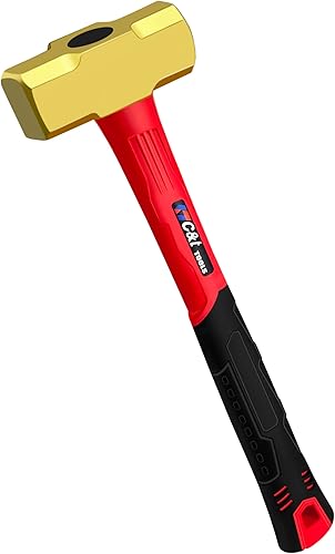 Miniatura 8 de C&T Juego de martillos de 3 piezas, martillos sin chispas de latón macizo de fibra de vidrio encamisado, 16, 24, 32 onzas, sin marcas