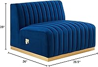 Vista 258 de Modway Conjure - Sofá seccional tapizado de terciopelo de alto rendimiento, con canal, silla sin brazos en negro y gris