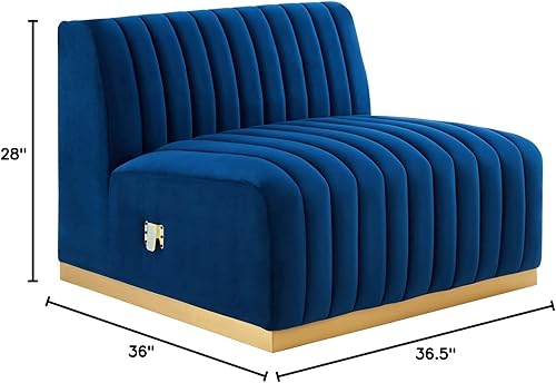 Miniatura 258 de Modway Conjure - Sofá seccional tapizado de terciopelo de alto rendimiento, con canal, silla sin brazos en negro y gris Negro-Gris,Negro