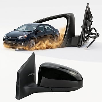 Left Driver side Mirror Fits 2014-2018 Toyota Corolla Sedan/Hatchback with Power Glass without Heated without Turn signals without Blind Spot Match Black Replace 8794002F203Pins