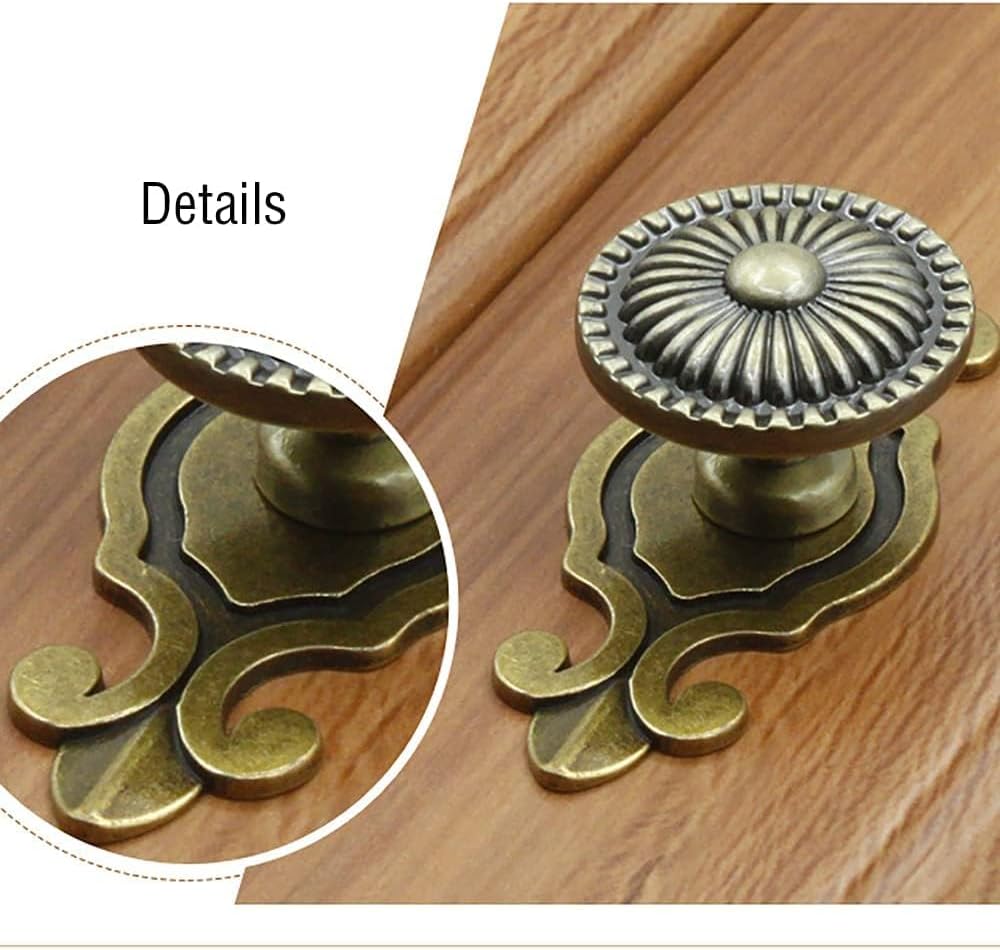 Golden Brass Antique Vintage Retro Drawer Cabinet Metal Knobs with Backplates 12 PCS,Mushroom Shape Pulls Handle Dresser Knob
