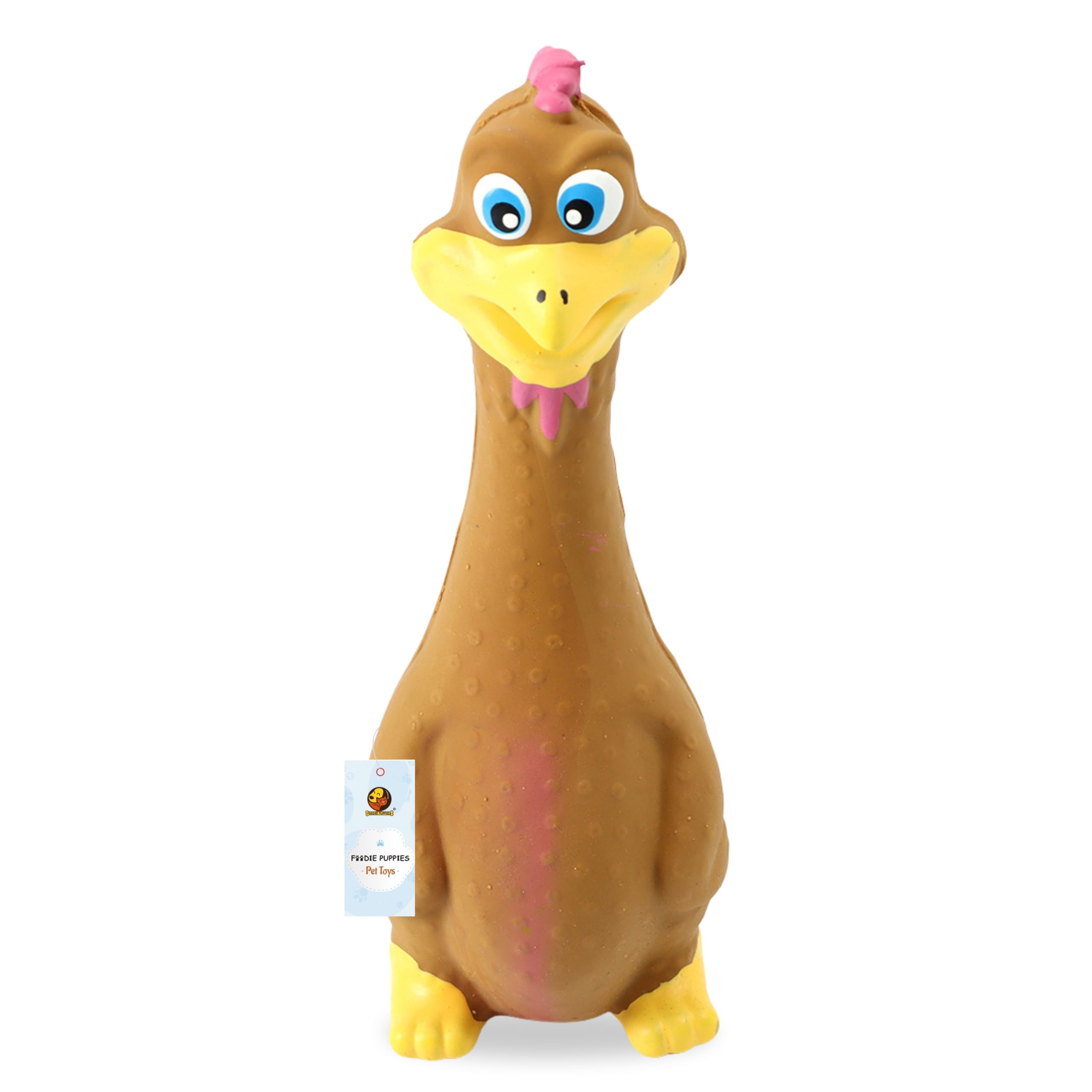 Foodie Puppies Latex Squeaky Dogs Toy | Non-Toxic, Soft Rubber, Interactive, Chewing, Teething, Fetch Play Toy for Small to Medium Dogs (Brown Duck)