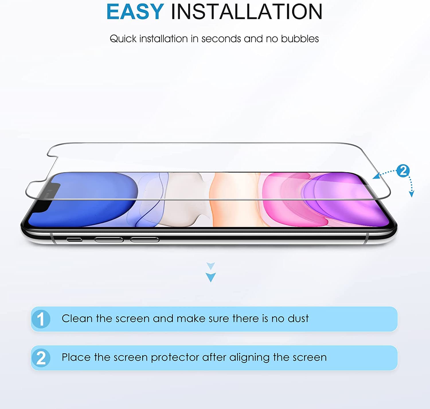 SPARIN Vetro Temperato 9H Per IPhone 11/XR E 12/12 Pro – 2 Pezzi + Kit