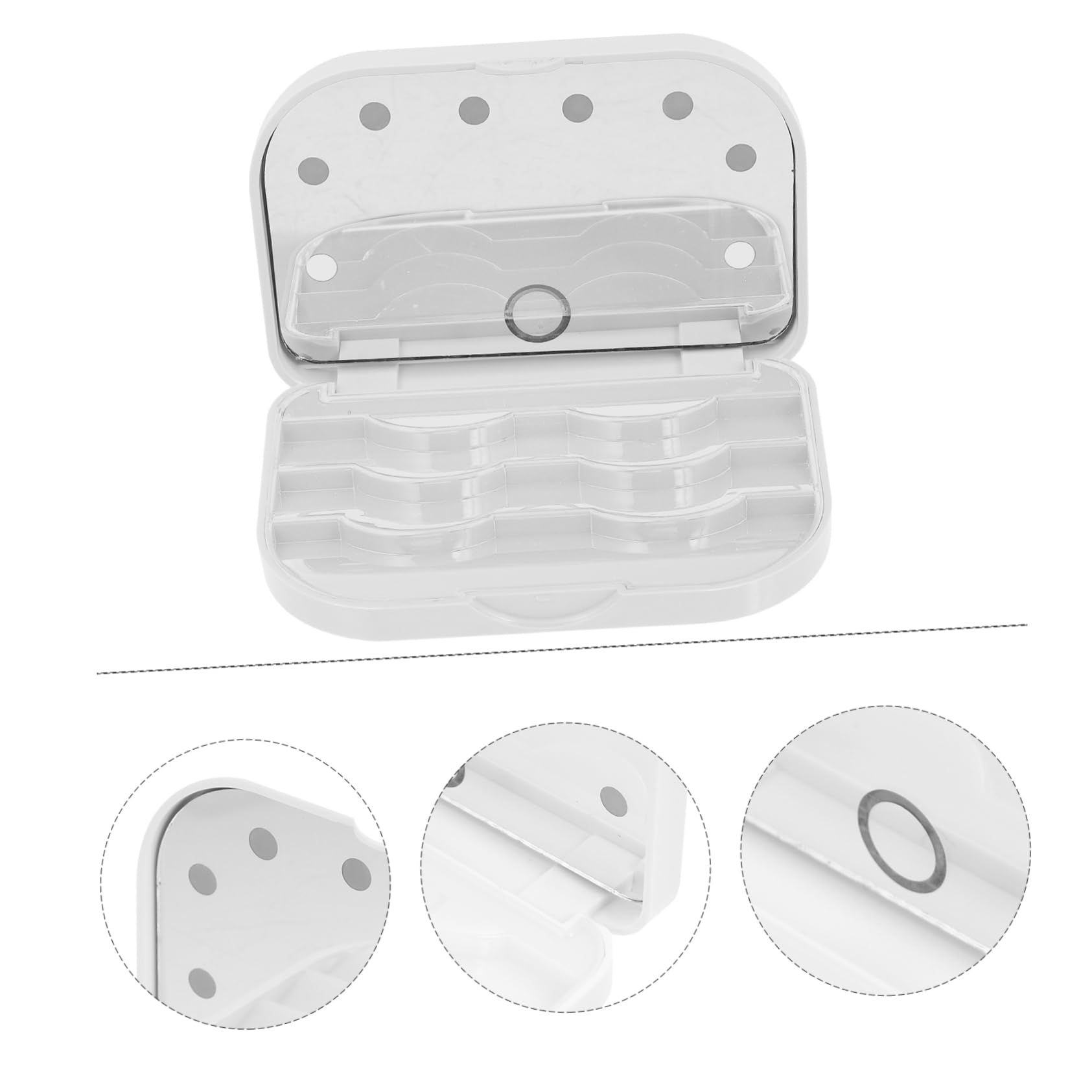 Housoutil 3 Pièces boîte de rangement pour les cils valises de voyage palette de maquillage pince à épiler recourbe-cils étui à organisateur de vide portable Miroiter