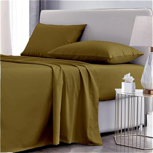 Miniatura 11 de Juego de ropa de cama de 800 hilos, 4 piezas, 100% algodón egipcio, color blanco, tamaño Queen, juego de ropa de cama de algodón de fibra larga