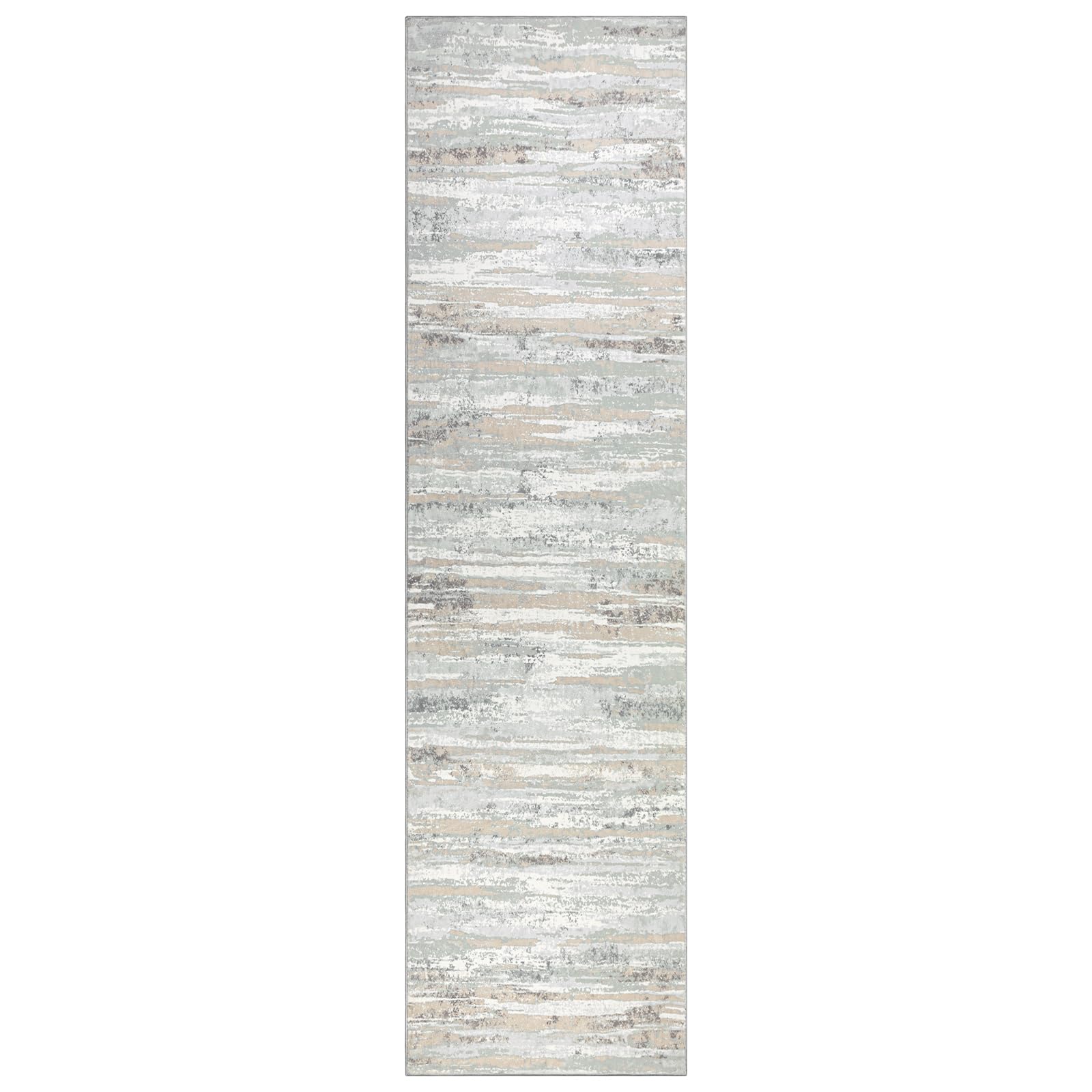 Teppich Läufer Flur 80x300 cm, Leichter Kurzflor Küchenteppich, Waschbarer Teppich, rutschfest Küchenläufer, Teppich Flur, Beige Teppich Läufer für Wohnzimmer, Küche, Diele, Eingang, Balkon