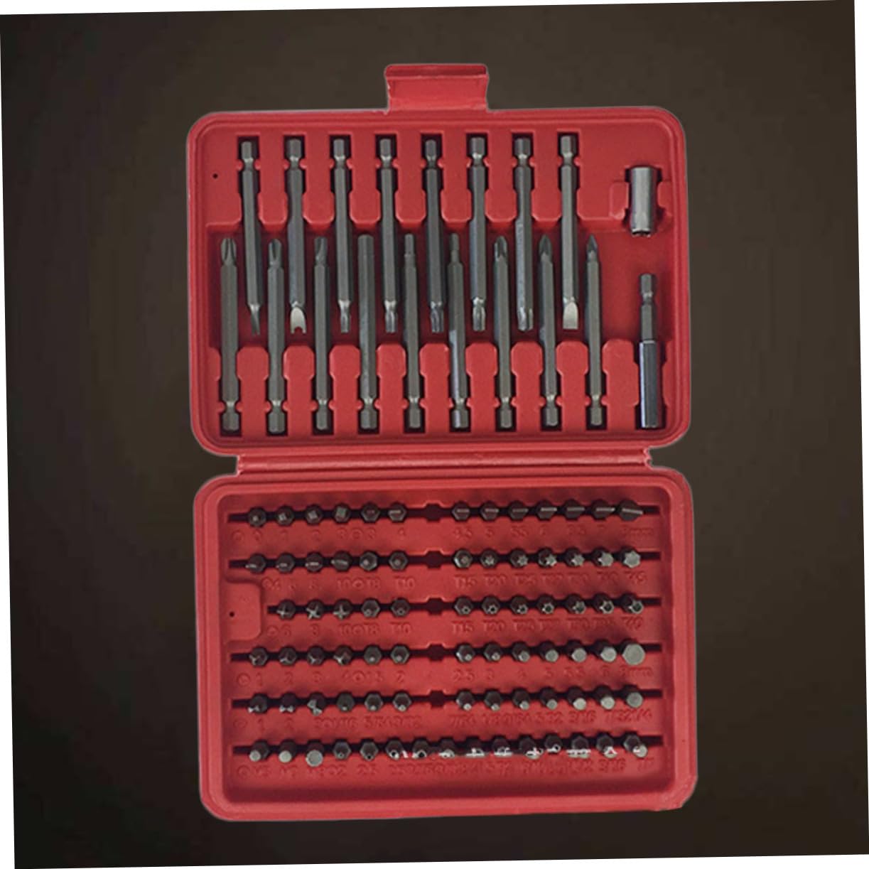 Homoyoyo Ensemble D'embouts de Tournevis en Métal Rouge Manche et Tige de Connexion 98pcs Boîte Moulée Haute Dureté pour Réparation Facile à Domicile