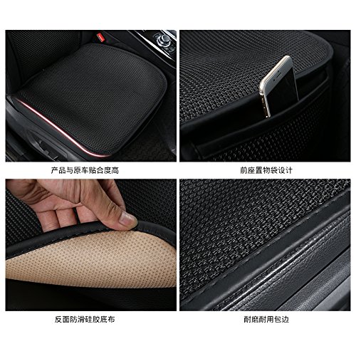 Edealyn (1 Pcs Ultra-Thin Ice Silk Non-Slip Car Seat Cushion Car Seat Cover Seat Protection -Protection Car Seat Bottom & Backrest & Pillow(Gray-A) #TOP2