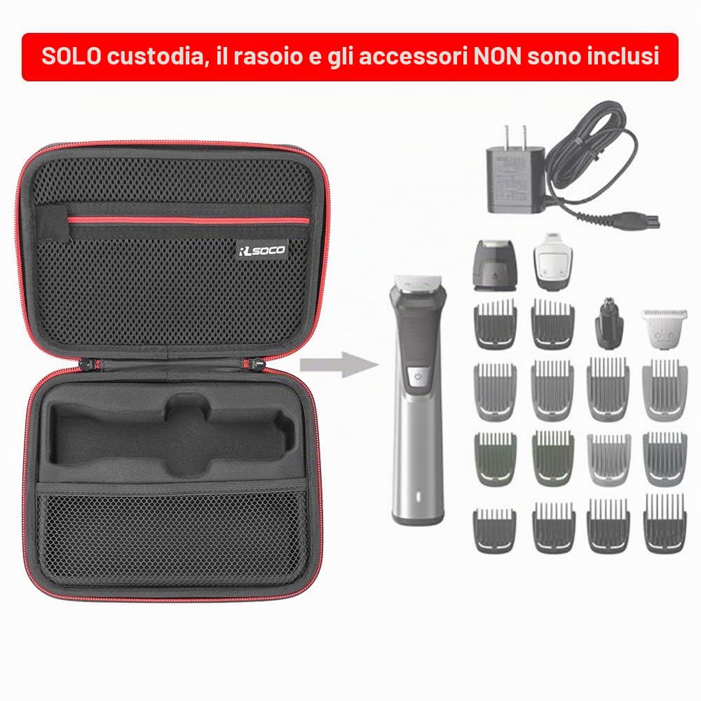 RLSOCO Custodia per Philips Multigroom Serie 7000&5000-Adatto modello MG5951/15,MG7931/15,MG7961/15,MG7950/15,MG7962/30,MG7930/15,MG5952/30,MG5950/15,MG5918/15 All-in-one Rifinitore