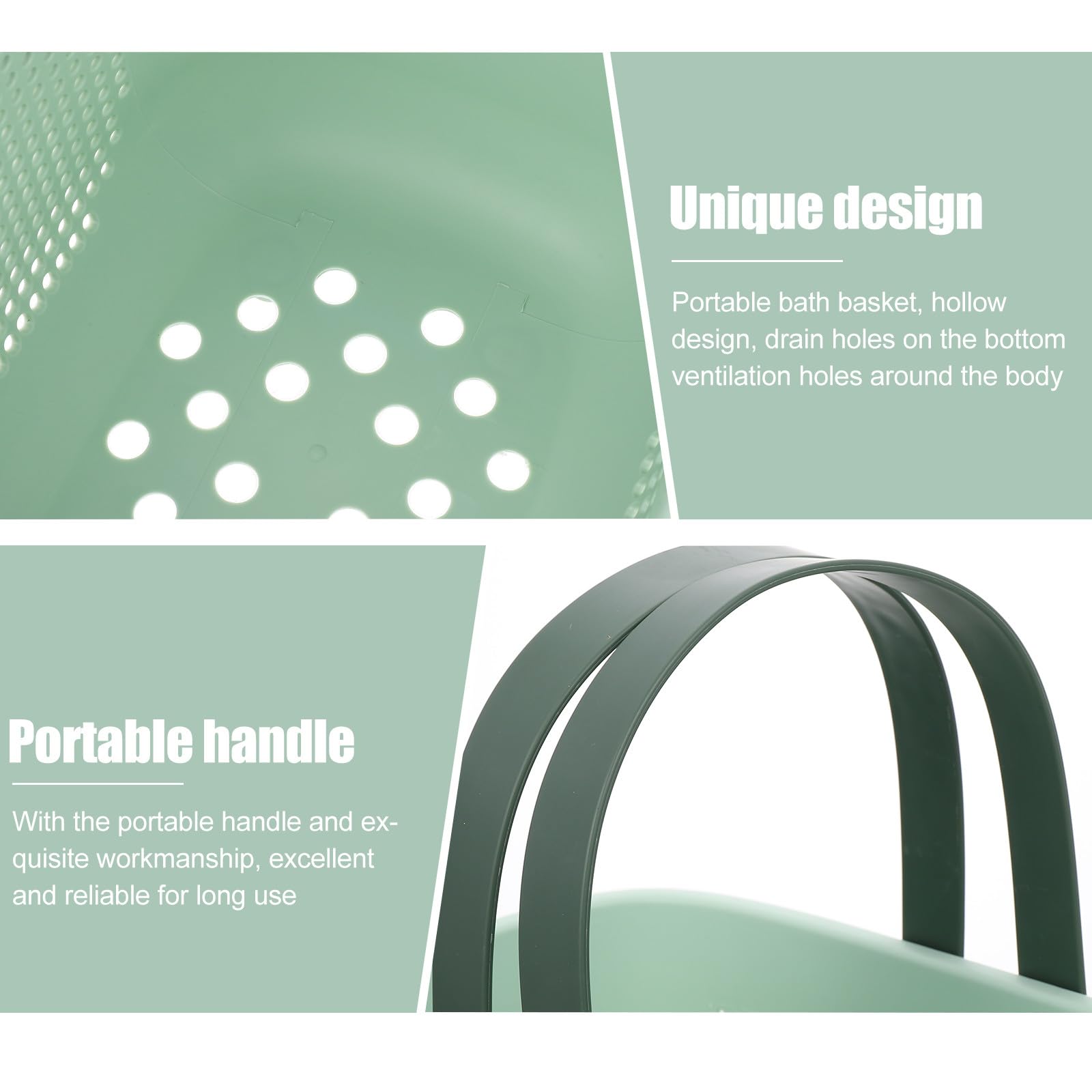 Cestino da Bagno Portatile Grande Capacità Manici in Silicone Design Scavato Organizer per Doccia e Cosmetici
