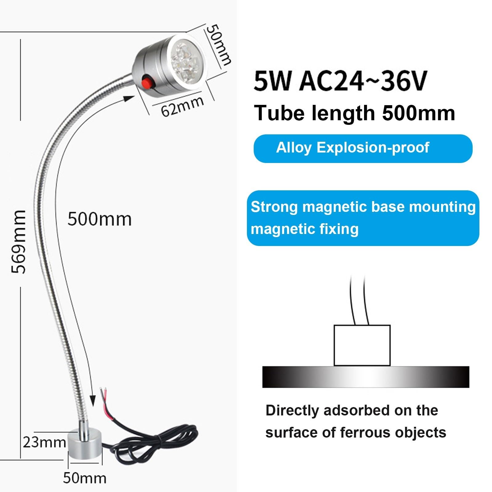 Lampe LED Col Cygne Flexible 110-220V Avec Base Magnétique Solide / Base Fixation à Vis, Lampe LED Pour Machine Industrielle Eclairage LED 360° Ajustable Pour To(Size:5W24-36V,Color:Base fixe à vis)