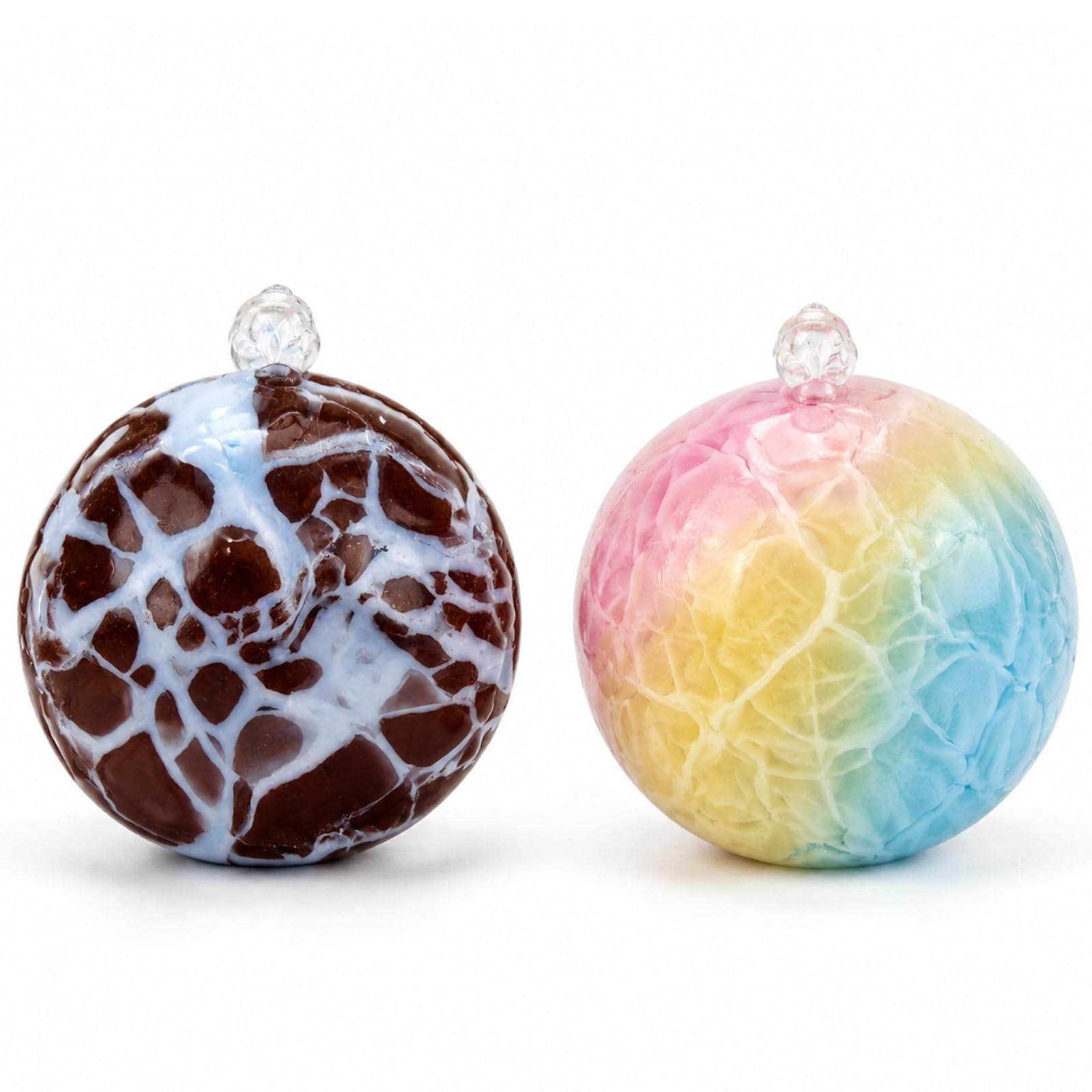 2 Wax Cracking Squishy, snowball squishy Rebound Foam Interior, Calming Relaxing Experience, For Desk Learning And Office Stress Relief, 6cm Handheld Size, Rainbow And Blue Colors