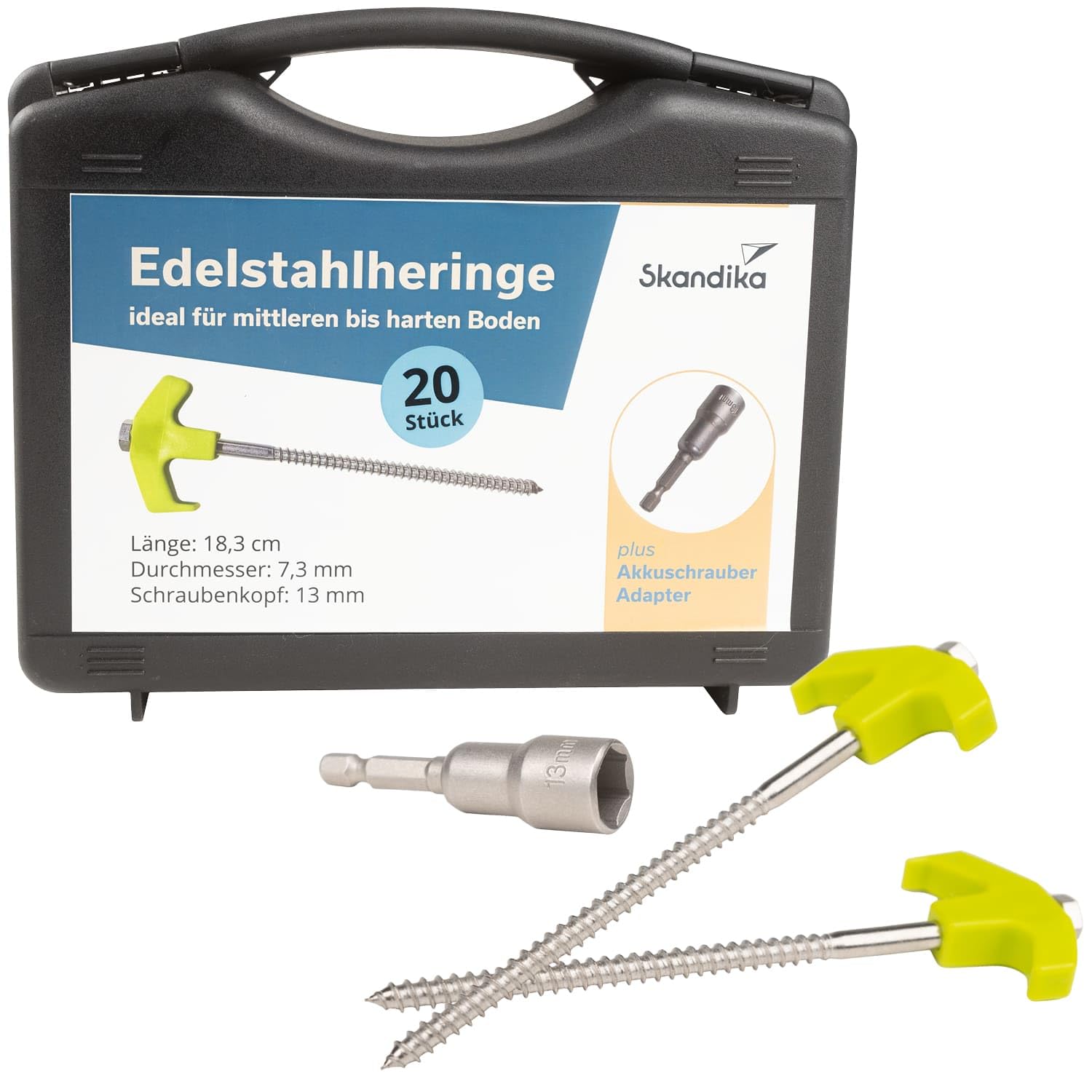 zeltheringe für schotter Skandika Edelstahl | 20er Stahlheringe Set Harte Böden, stabile Heringe mit Gewinde, Sturmsicher, Adapter für Akkuschrauber, Schraubheringe, Erdanker, Bodenanker Größe (cm):62/68 Butterfly Camping Village (@ButterflyCampingVillage) Faire08012025