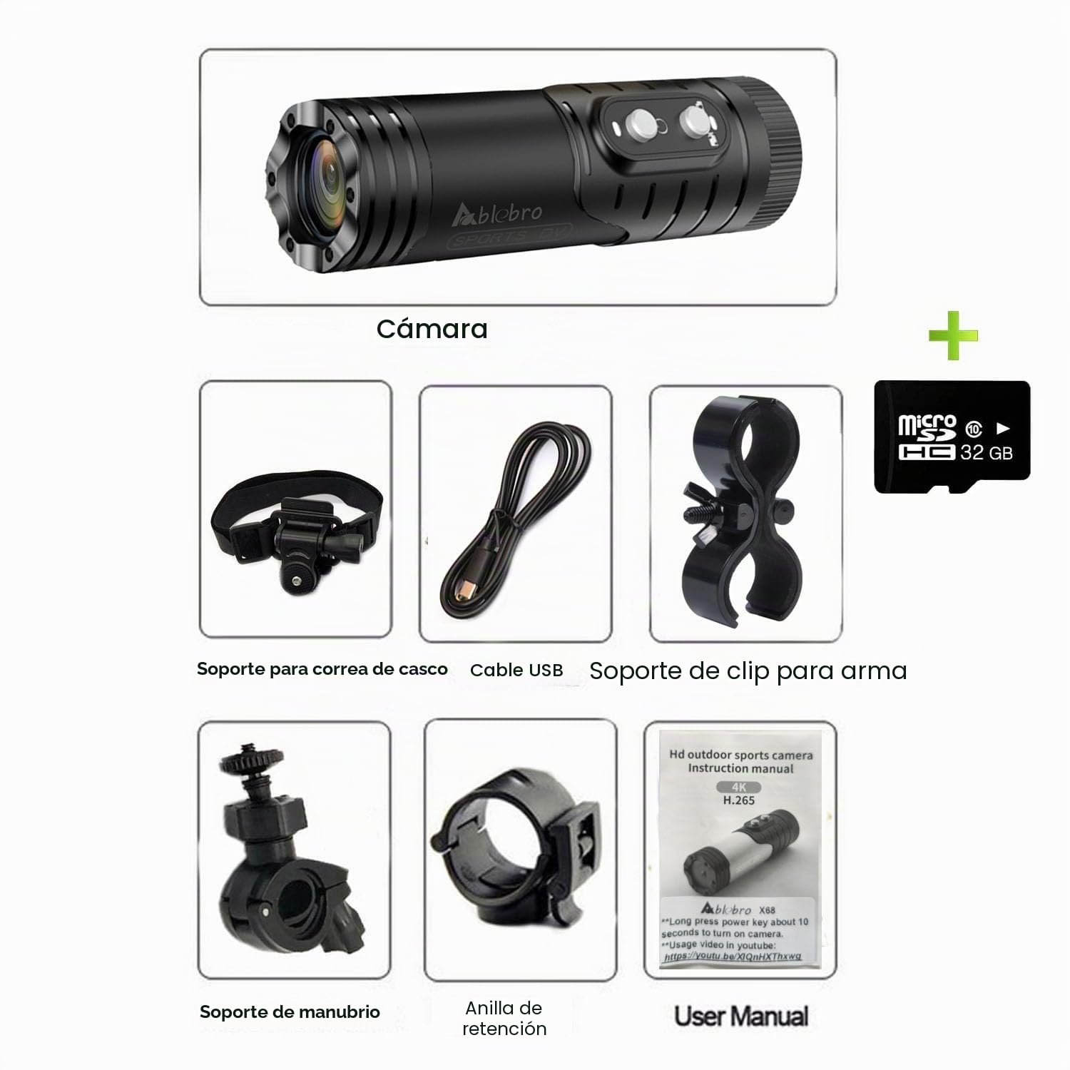 cámara para rifle de caza, cámara de video shotgun para grabaciones en arcilla y caza bicicleta moto deporte DV