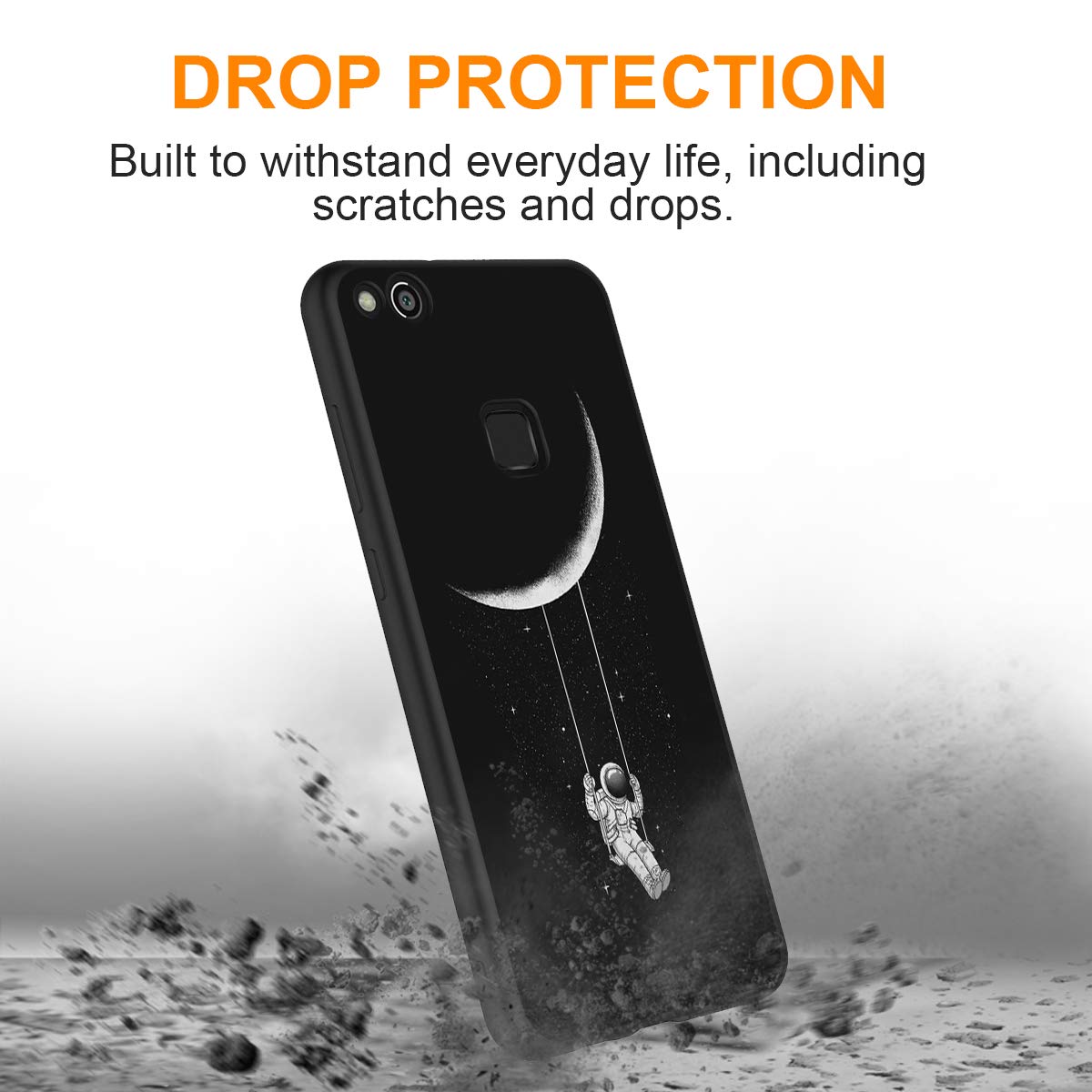 Yoedge Cover Per Oppo A74 Con Design Astronauta - Custodia In Silicone TPU Nera, Sottile E Antiurto