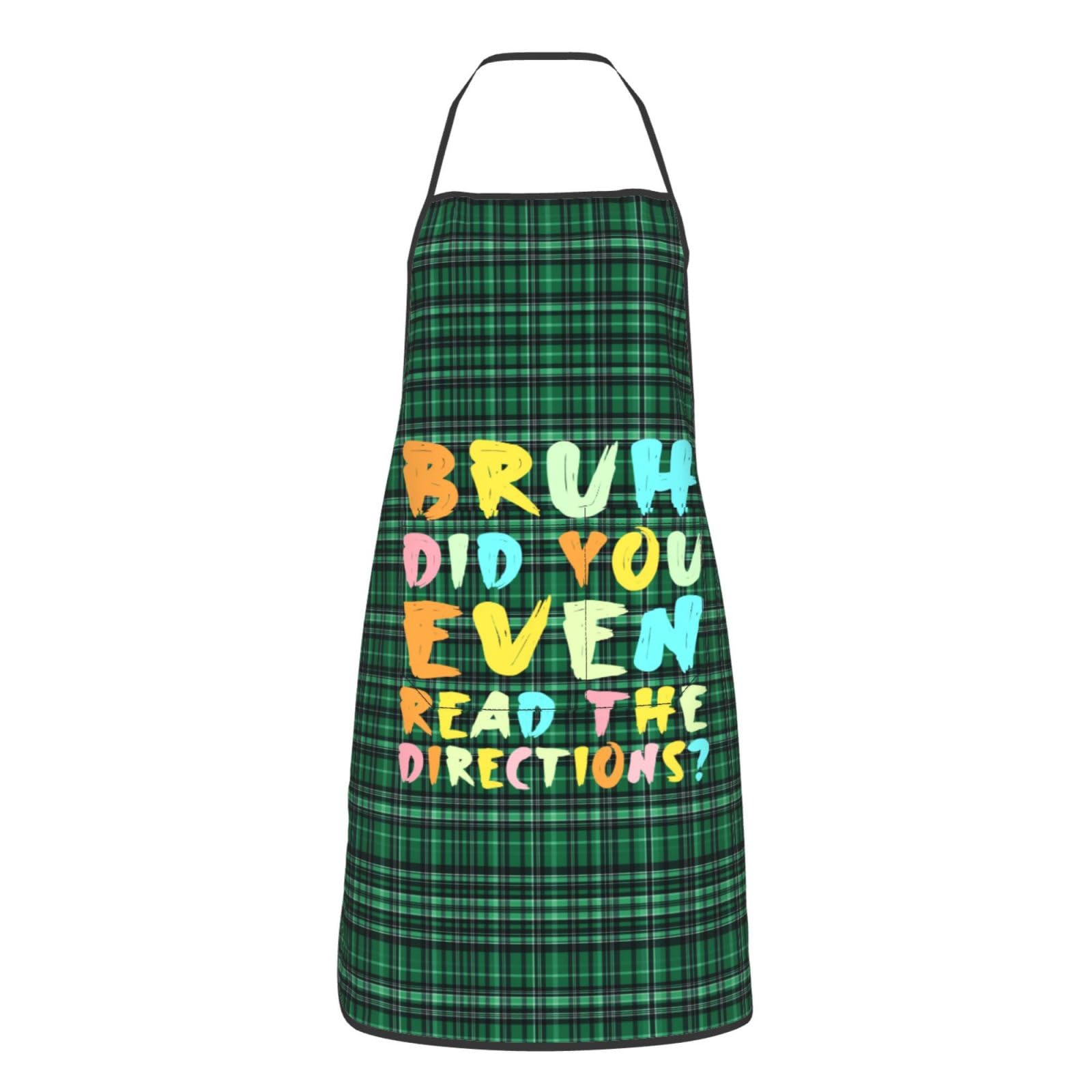 nopicsn Bruh Did You Even Read The Directions Apron for cooking with Pockets Women Men Kitchen Chef Funny Aprons