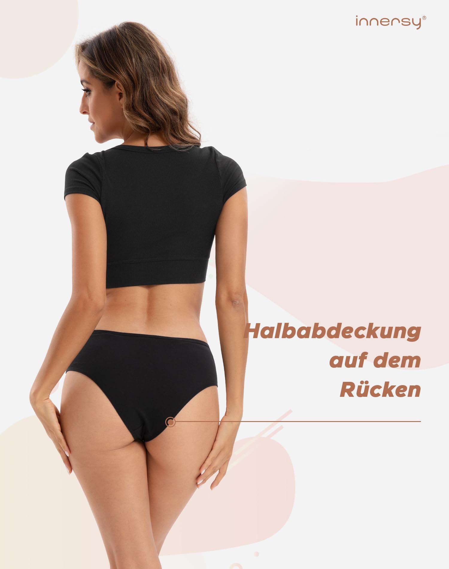 INNERSY Slip Donna Cotone Vita Media Mutande Brasiliana Bikini Mutandine Hipster Intimo Pacco da 6