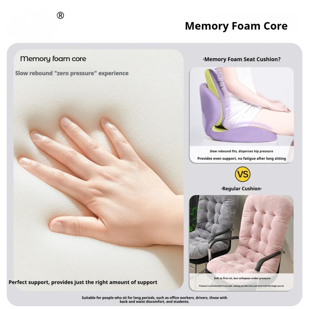 JJDFW Cuscino ortopedico a forma di L in memory foam integrato, design ergonomico, cuscino per coccige, sedile auto, sedia da ufficio