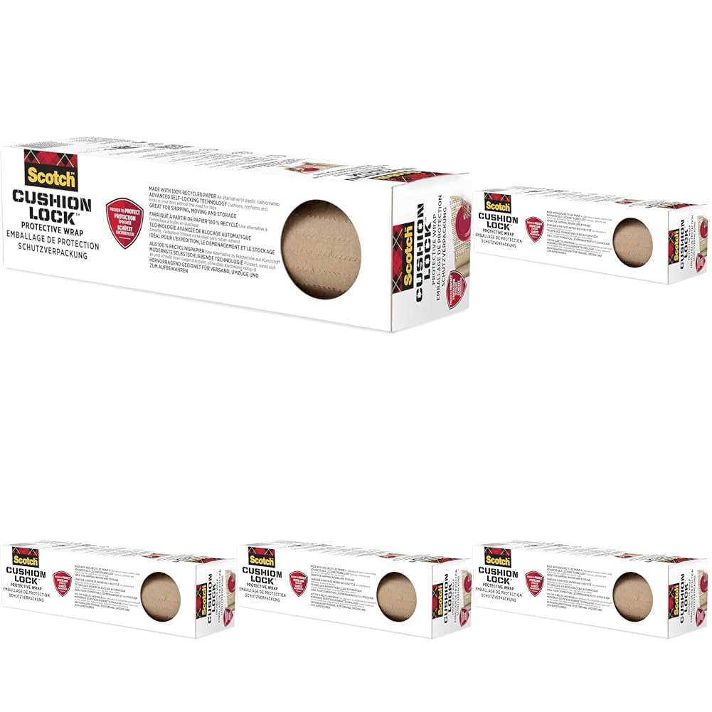 Scotch Cushion Lock Schutzverpackung - 1 Rolle, 30,4 cm x 9,14 m - Nachhaltige Papierpolster für den Versand und Transport, keine Schere oder Klebeband erforderlich, Alternative zu Luftpolsterfolie
