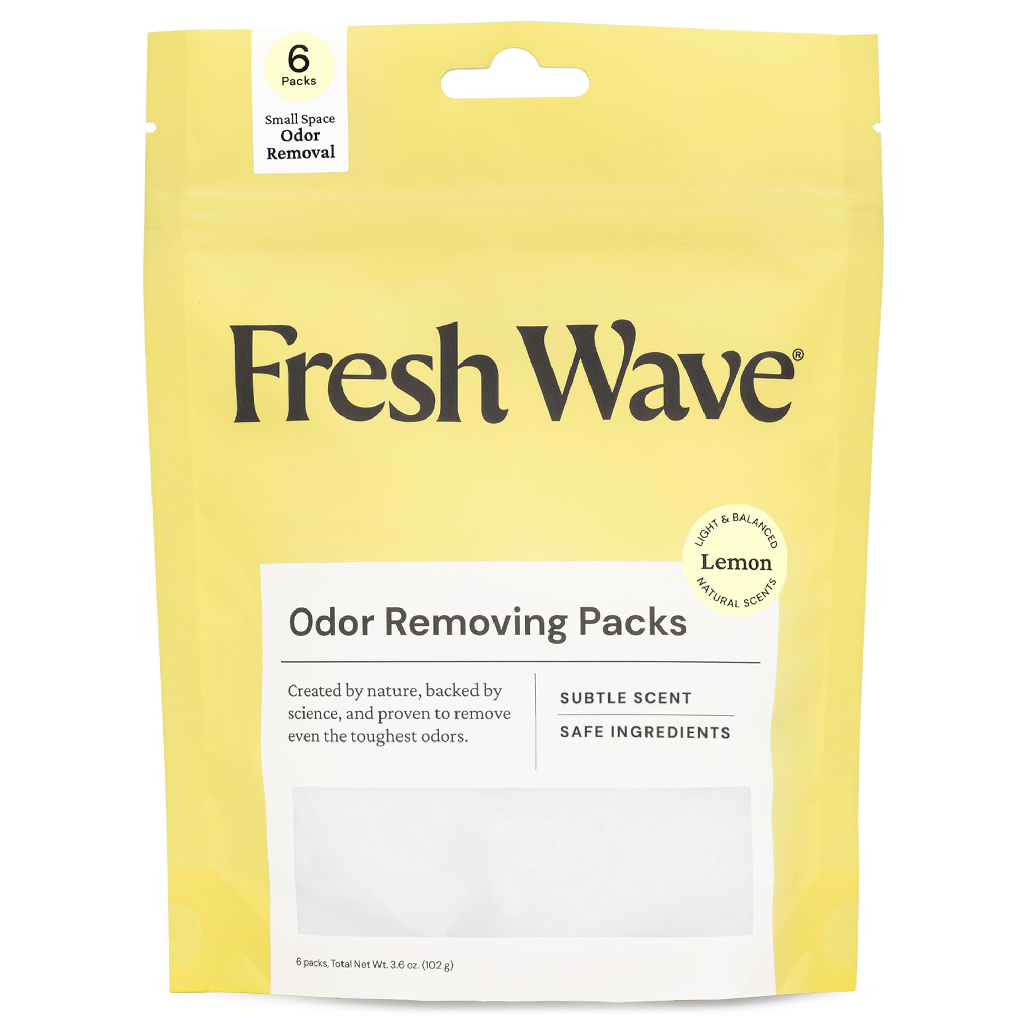 Fresh Wave Odor Eliminator Packs, 6-Pk for Small Spaces &amp; Closets, Lemon