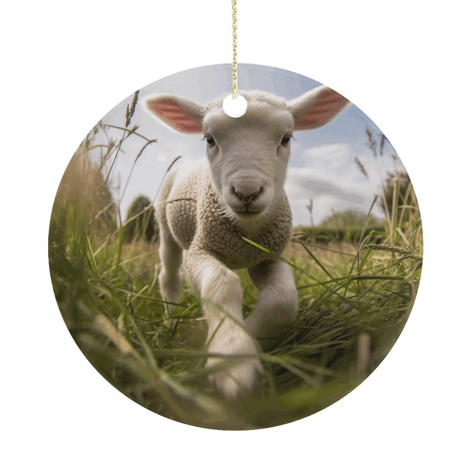 Adfgyerh Women's Style Sheep Running On Grass Hanging Ceramic Ornaments, Christmas Tree Decorations, Funny Home Decor Gifts For Sisters & Work Best Friends