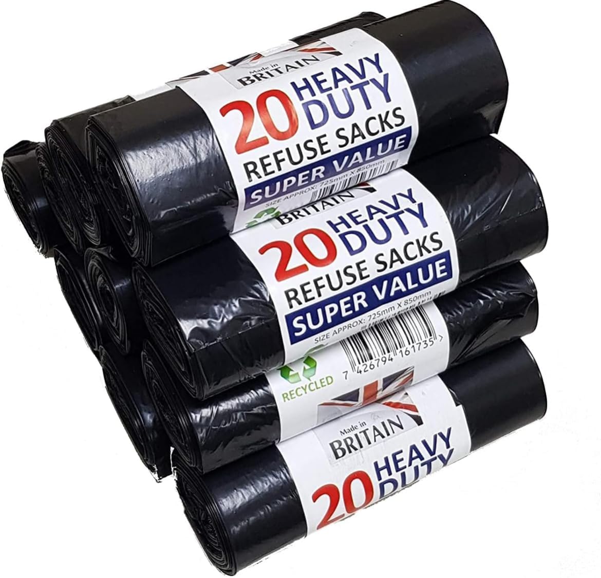 Amd Nexus Black 200 Heavy Duty Refuse Sack | | 72X85 Cm | 75 L | Kitchen Bin Liners | Bin Liner | Bin Bags | Strong Waste Bags | Dustbin Bags