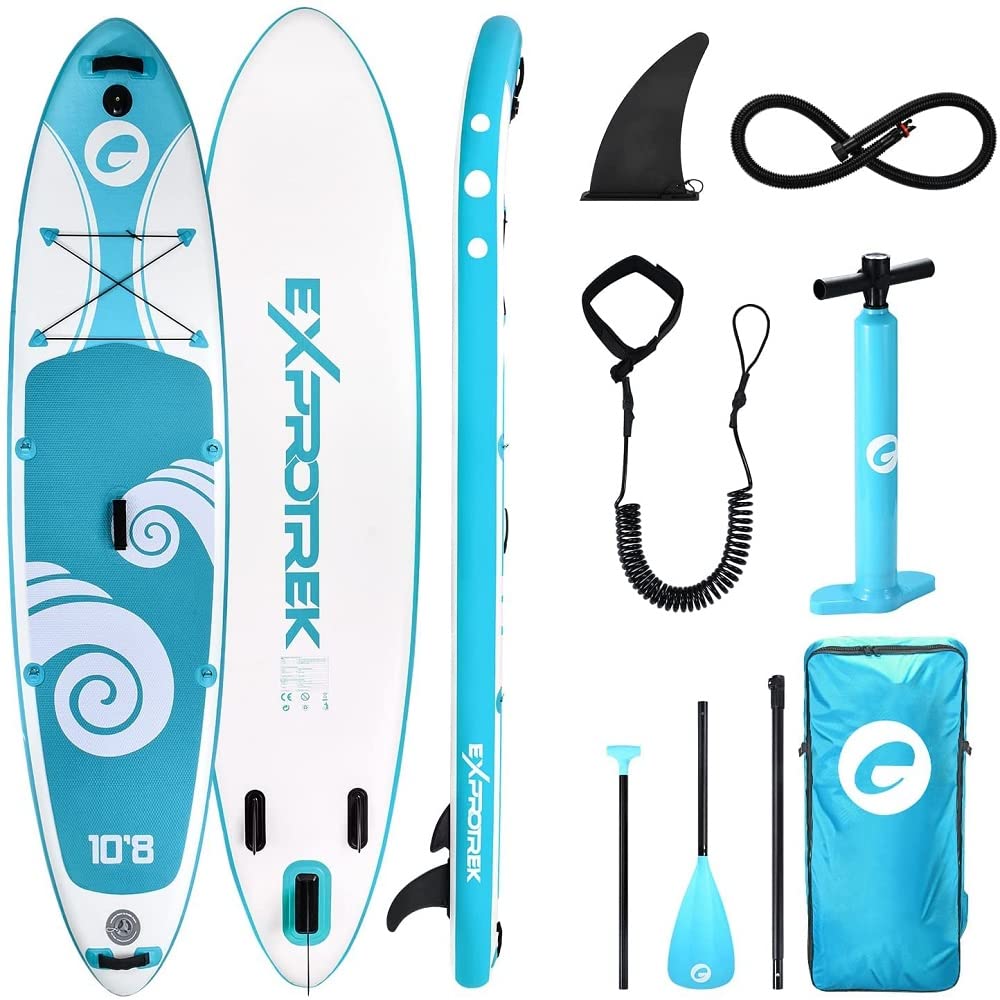 Exprotrek Stand Up Paddle Board – Tabla de surf hinchable – Juego completo para tabla de paddle – Grosor de 6 pulgadas – Apto para todos los niveles de dificultad 200 kg máx