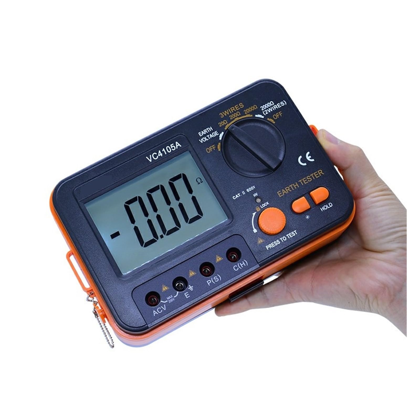 Comprobador de Voltaje VC4105 - Comprobador De Resistencia Tierra Digital LCD, Medidor Voltaje, Instrumento Medición Pararrayos, Herramientas