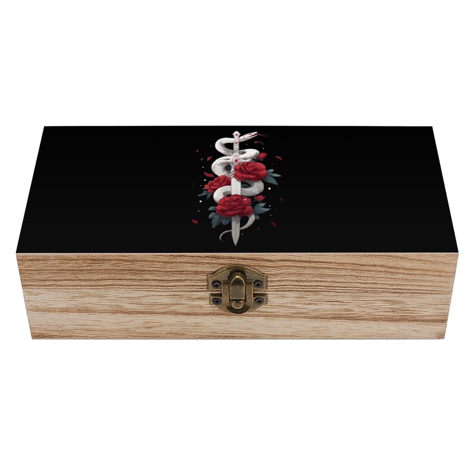 HLBSDM Castle Fairy Snake Wooden Box with Hinged Lid Decorative Storage Case Container