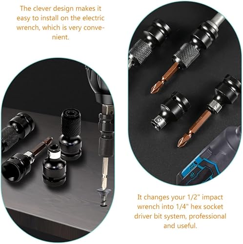 Miniatura 5 de Housoutil 4 adaptadores de enchufe de taladro adaptadores de llave de impacto, accesorios y accesorios de taladro de 1/2 pulgada cuadrada a enchufe