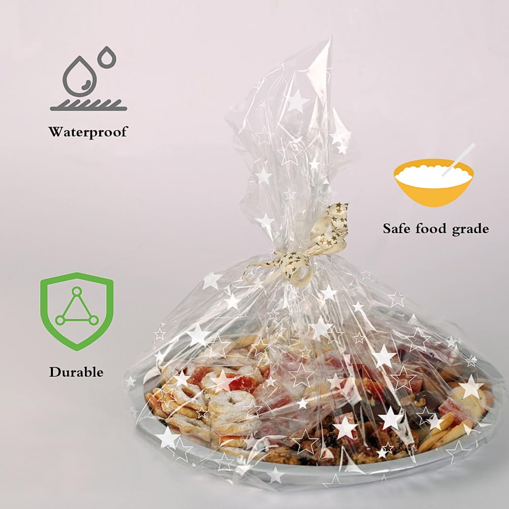 100m x 80cm Clear Cellofaan Wrap Bloemisten Bloemisten Bloemen, 2,5 Mil Kerst Cellofaan Roll Hampers Geschenken Inpakken Gift Voor Fruit Boeket Craft Mand Zoet met Kerstman