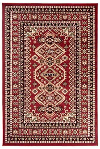 Carpeto Rugs Teppich Orientalisch Rot Klassisch Muster Kurzflor Öko-Tex Wohnzimmer 70 x 140 cm – Bild 3