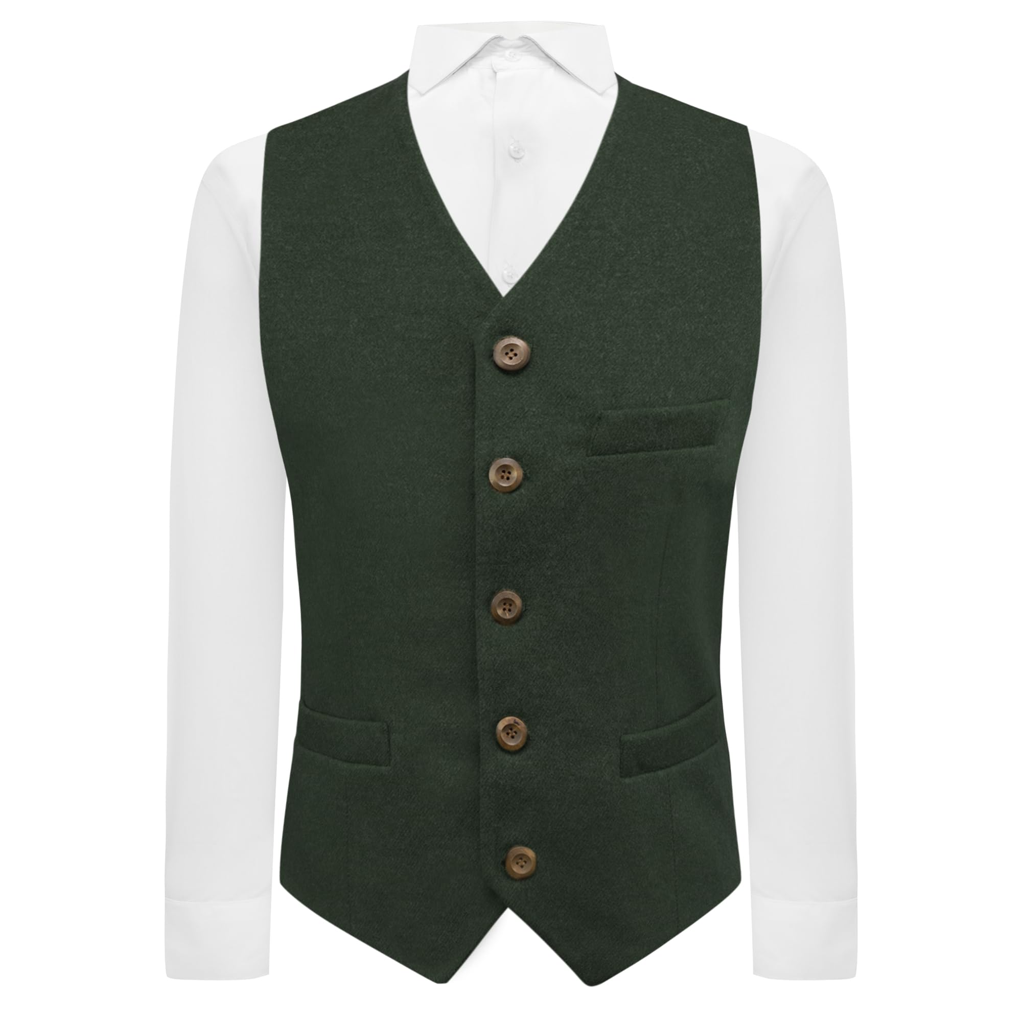 King & Priory Hunter Green Donegal Tweed Waistcoat - XXXL