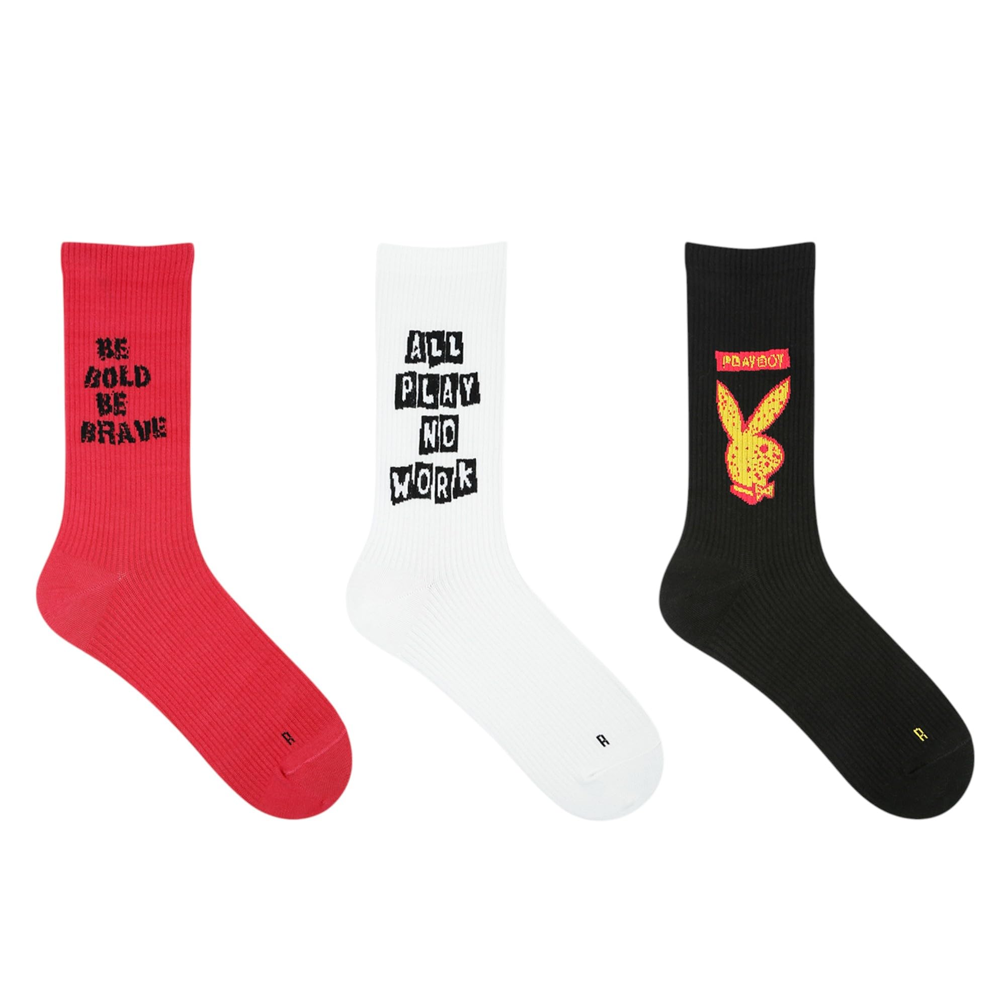 BALENZIACotton Blend Men's Playboy Crew Length Socks|Official Playboy Merchandise