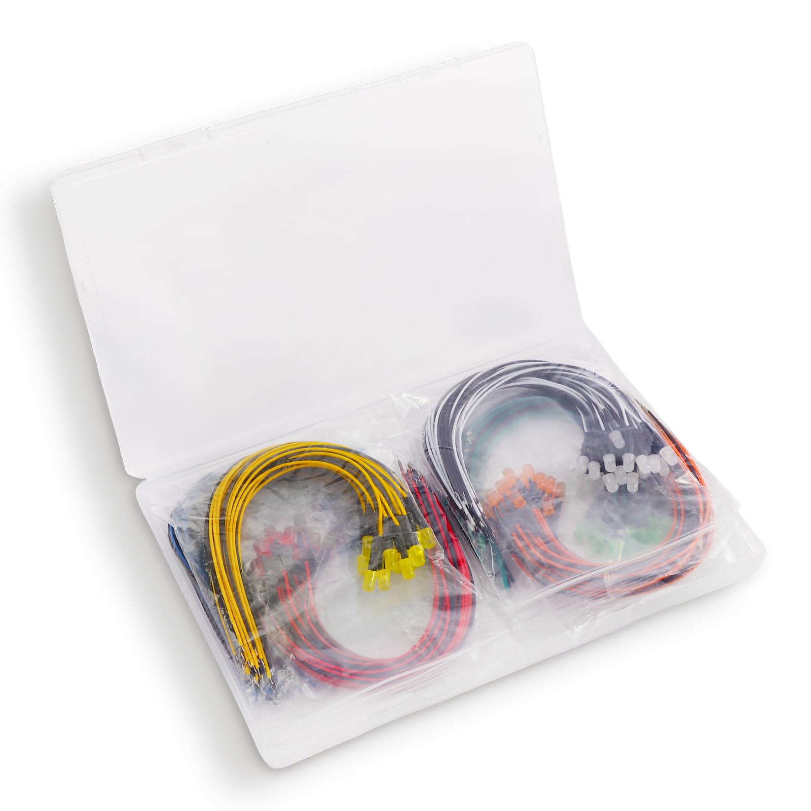 120 diodi LED pre-cablati da 5 mm (6 colori × 20 pezzi), 12 V, indicatori LED con fili abbinati da 20 cm, custodia in plastica per illuminazione fai da te, esperimenti di circuito, progetti hobby