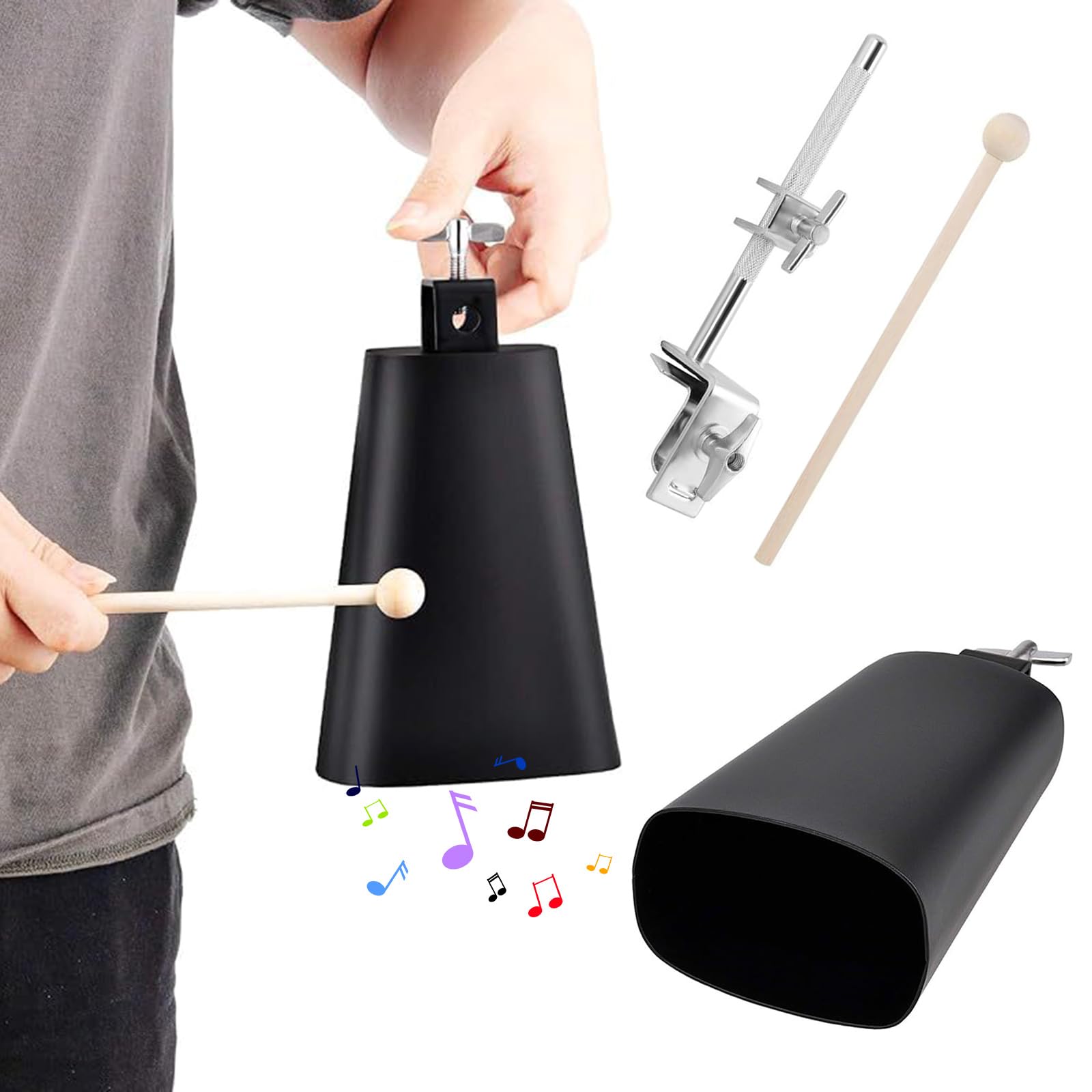 Muloo Cowbell Stand Cowbell Mounting Bracket Cowbell Holder Cowbell Mounting Clamp with Cowbell Mount Cowbell Extension Clip