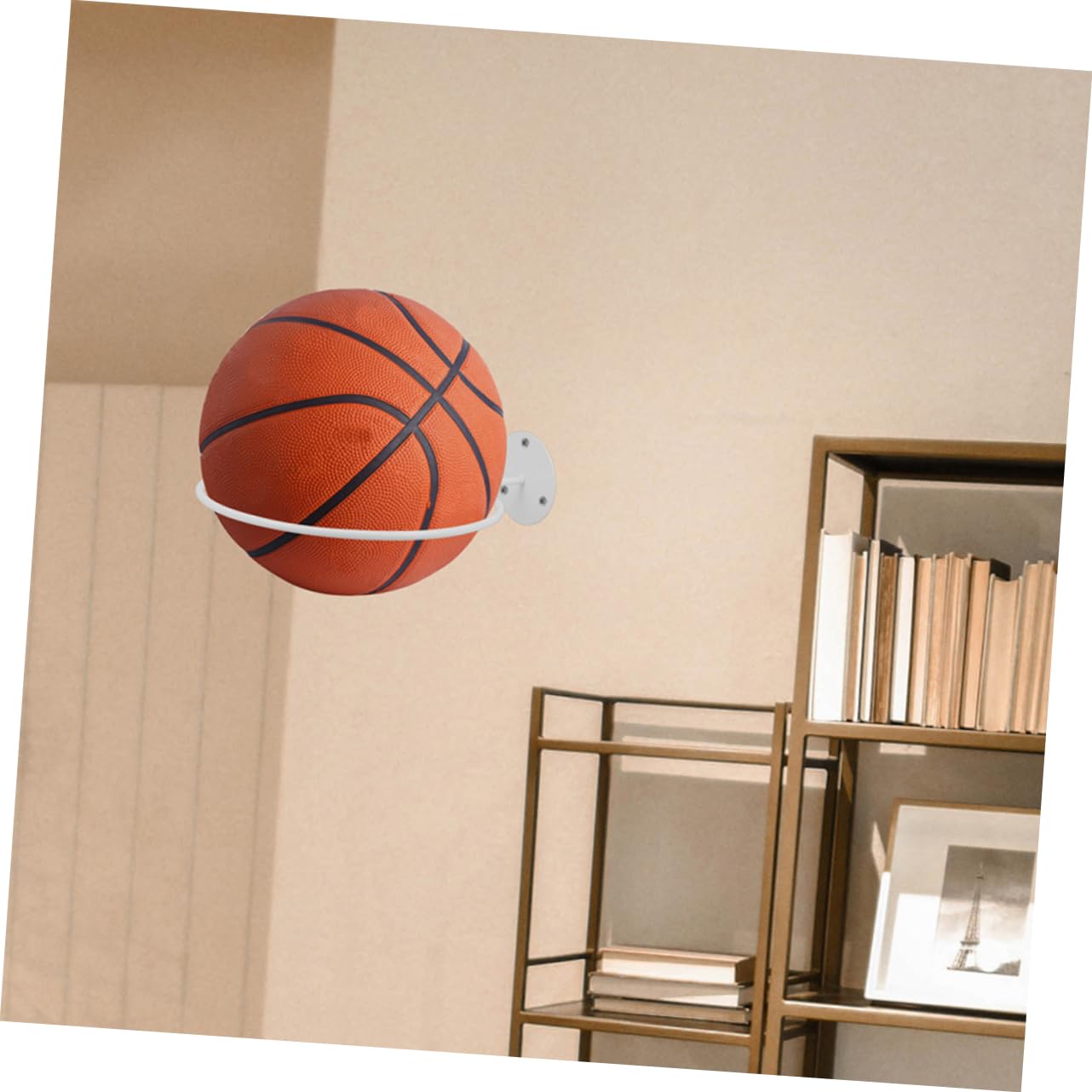 Cabilock Soportes De Pared para Balones Deportivos Metálicos, Soporte para Balones De Fútbol, Baloncesto, Voleibol y Rugby, Almacenamiento Compacto, 4 Piezas, Uso Doméstico y Gimnasio