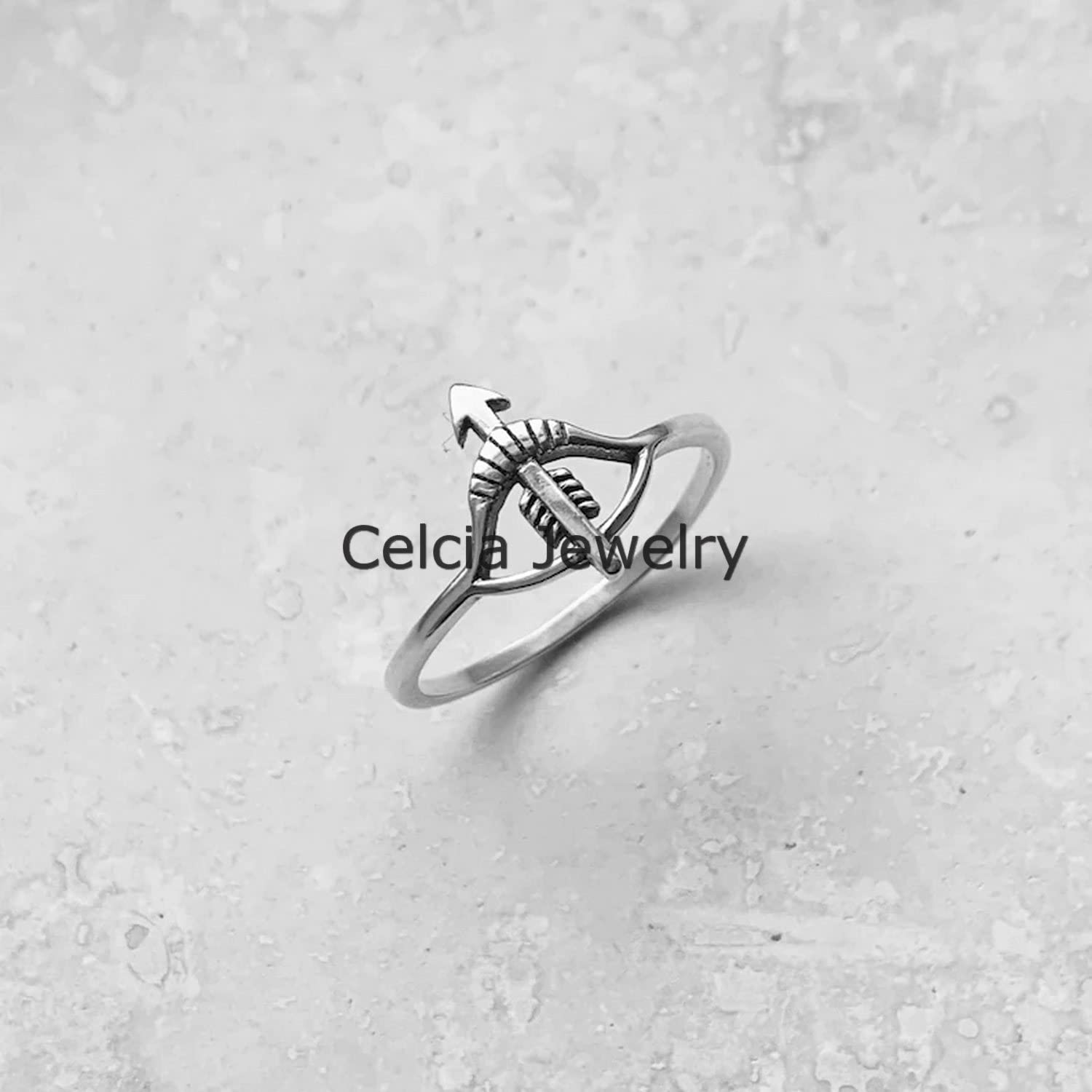 Anello d'argento puro 925 con fiocco e freccia, anello con fiocco, anello di dichiarazione, anello delicato, anello religioso, anello bohémien Boho, anello minimalista, anello per la festa della mamma