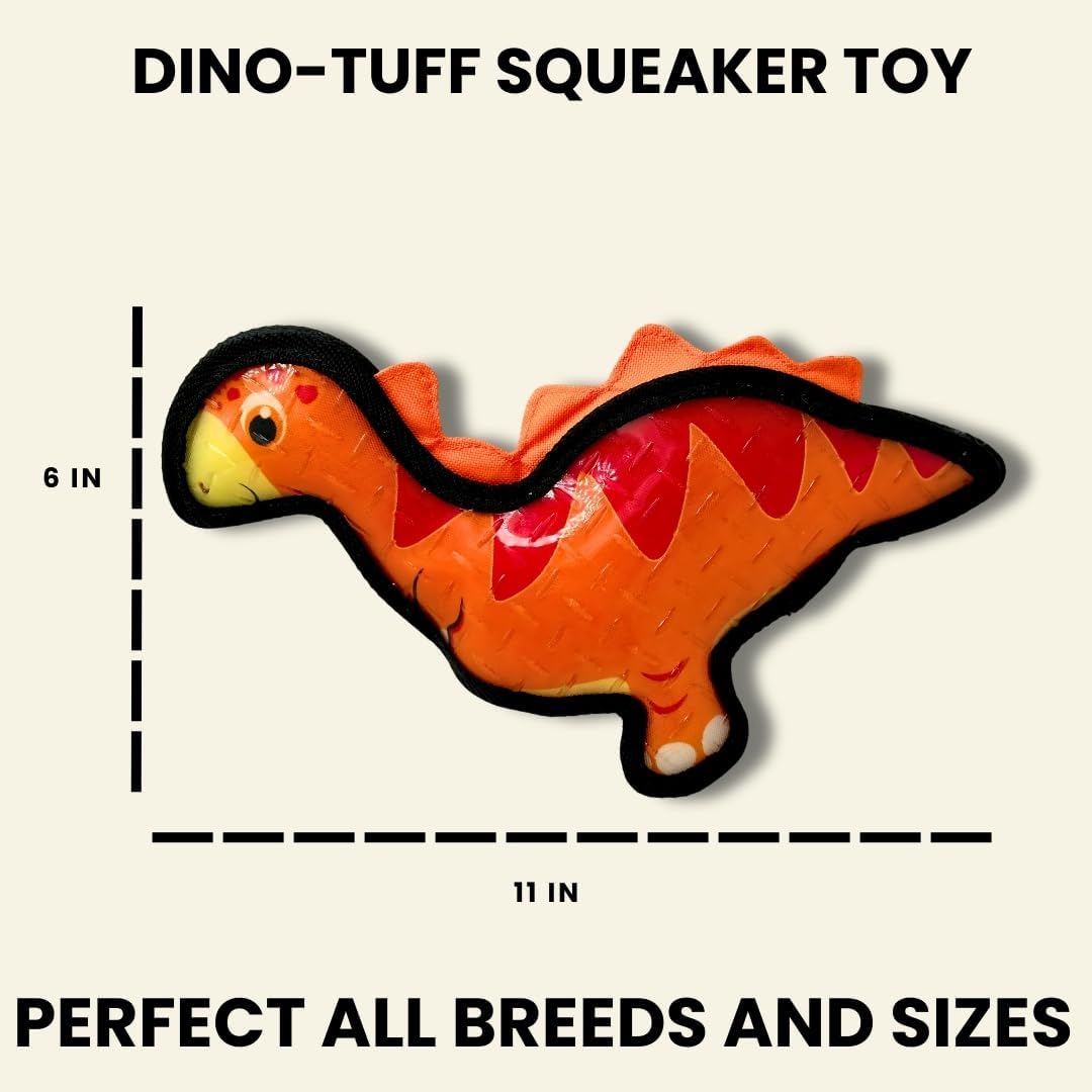 Tater's Choice Dinosaur Squeaky Dog Toy, Strong Stitching, Interactive Play, Medium, Set of 3
