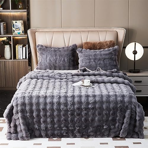 GKXLH Soft Fluffy Blanket - Fuzzy Throw Blanket for Couch, Plush Rabbit Faux Fur Blanket, Cute Cozy Blankets for Women, Warm Thick Big Bubble Blankets for Bed Sofa Bedroom Living Room - 90"x98" Queen - Cosy Home Interiors GKXLH Soft Fluffy Blanket - Fuzzy Throw Blanket for Couch, Plush Rabbit Faux Fur Blanket, Cute Cozy Blankets for Women, Warm Thick Big Bubble Blankets for Bed Sofa Bedroom Living Room - 90"x98" Queen