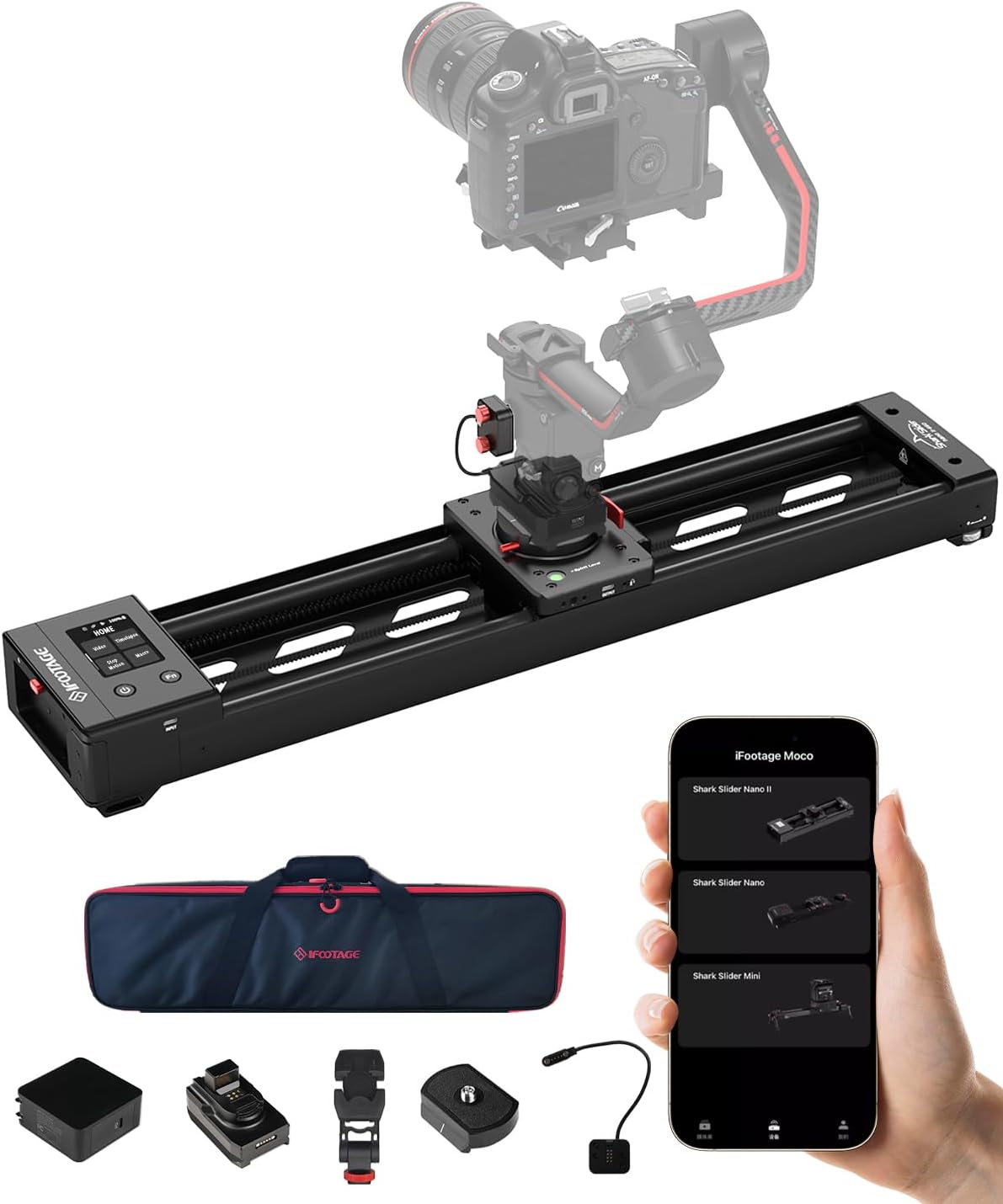 IFOOTAGE Shark Slider Nano II 660,Motorized Camera Slider,Compatible with DJI RS2, RS2Pro, RS3 Pro, RS4, RS4 Pro,Video Stabilizer Rail,Video,Timelapse,Panorama,Stop Motion,Marco,Max.Payload 15.4lbs