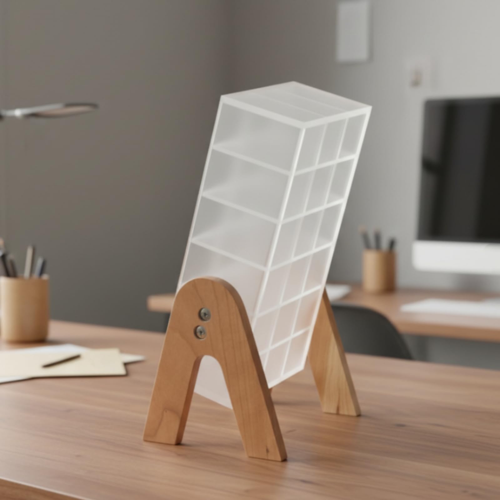 Organisateur de Rangement Acrylique Porte Rouge à Lèvres Présentoir Casier Support Cosmétique Transparent à Compartiments pour Plan de Travail Adapté, Marron
