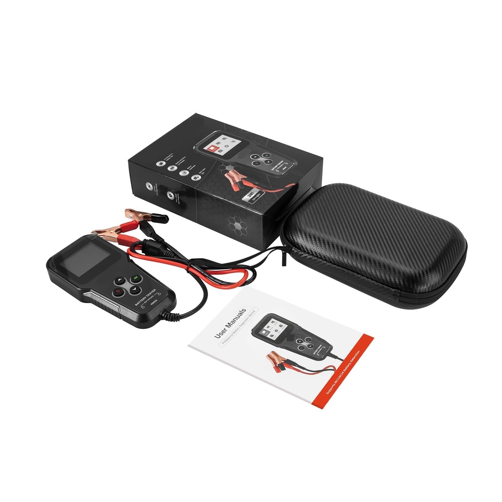 Tester Batteria for Auto 6V 12V 24V, Tester di Tensione 100-2000 CCA 2Ah-220Ah Tester di Resistenza Interna Analizzatore di Batteria