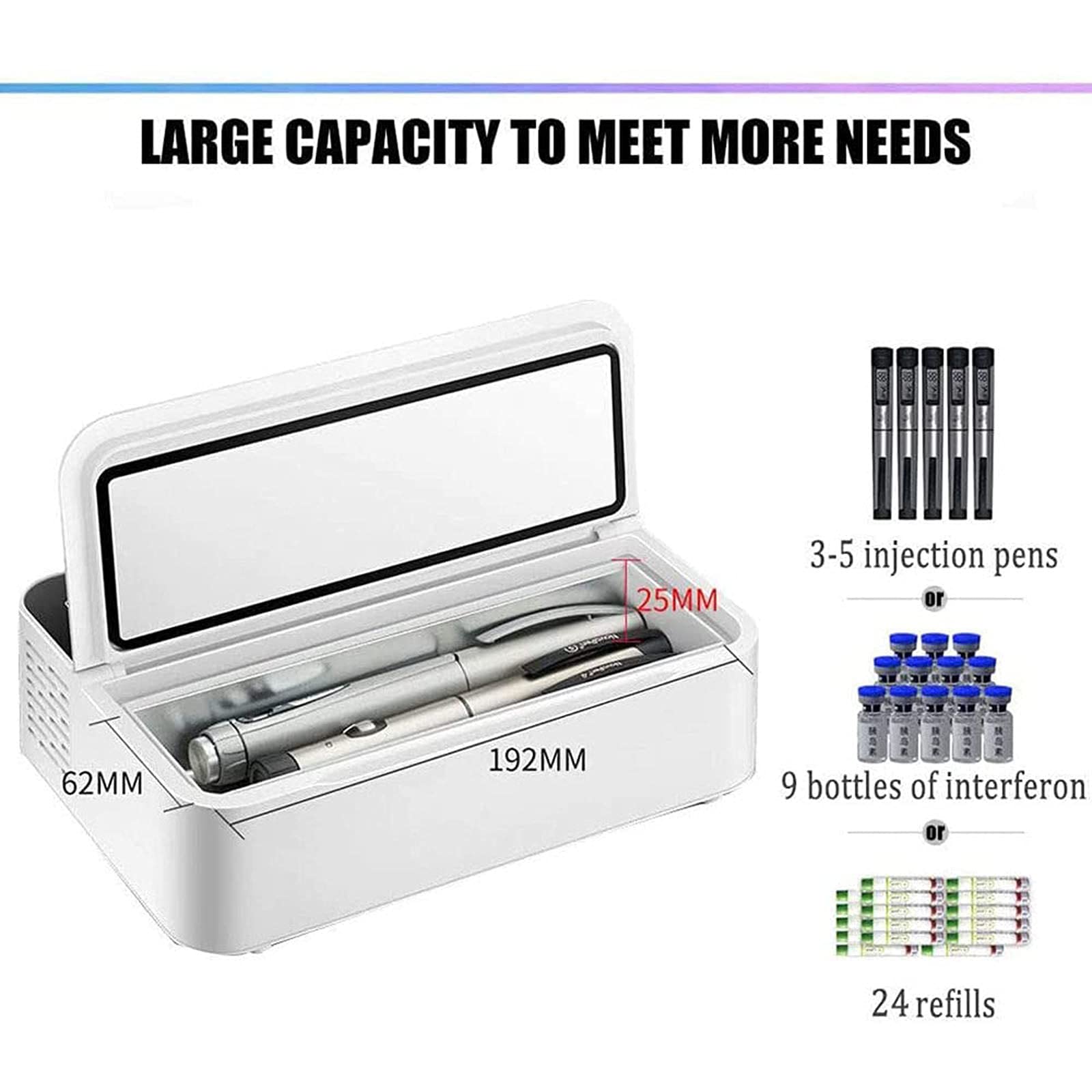 Chłodziarka do insuliny, Mini lodówka na leki USB, przenośna chłodziarka do insuliny, mała lodówka samochodowa, mini lodówki, 10200 mAh, Mini lodówka do leków o stałej temperaturze, 3 baterie