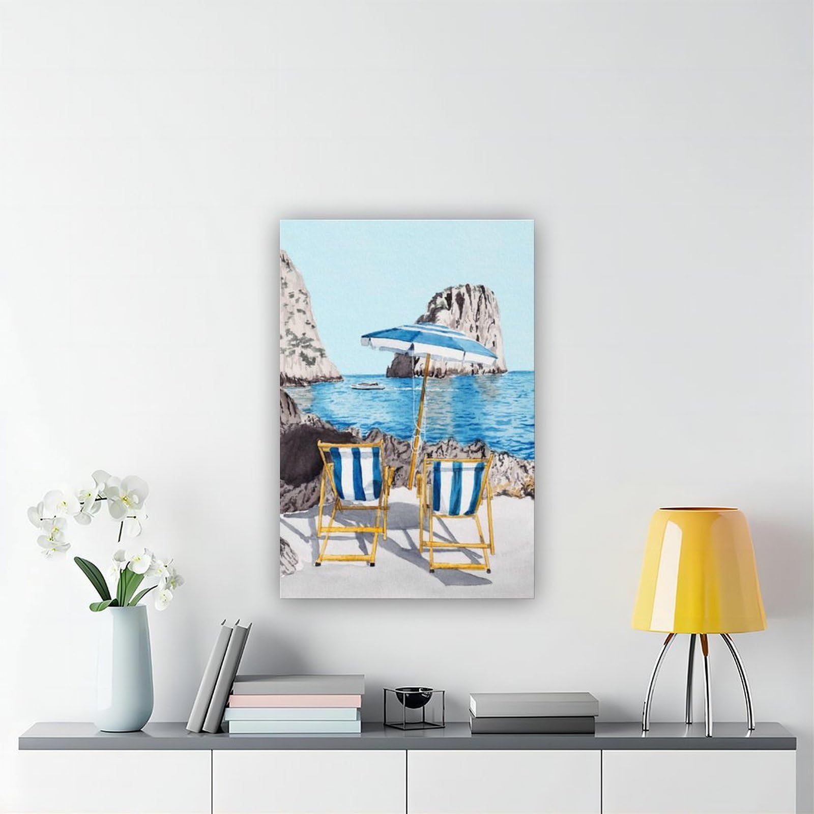 Paesaggio ad acquerello, decorazione costiera italiana, poster su tela, decorazione per camera da letto, ufficio, stanza, regalo, 61 cm L x 91,4 cm W