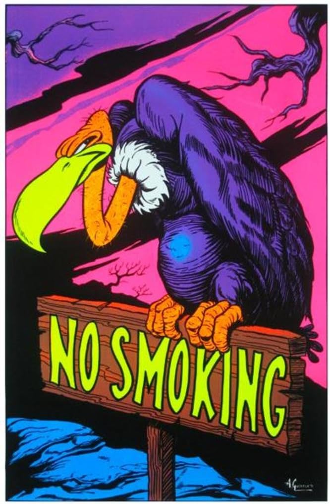 No Smoking Vulture Blacklight Poster Print - 24x36 Blacklight Poster Print, 23x35