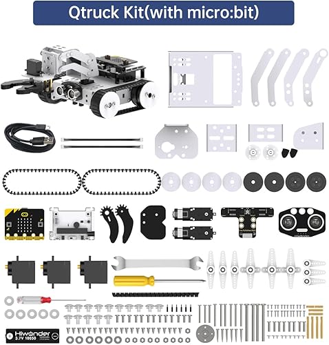 Miniatura 8 de Qtruck - Robot inteligente 4 en 1 para programación Microbit V2, proyecto STEM, kit de robot educativo, auto tanque rastreado para principiantes