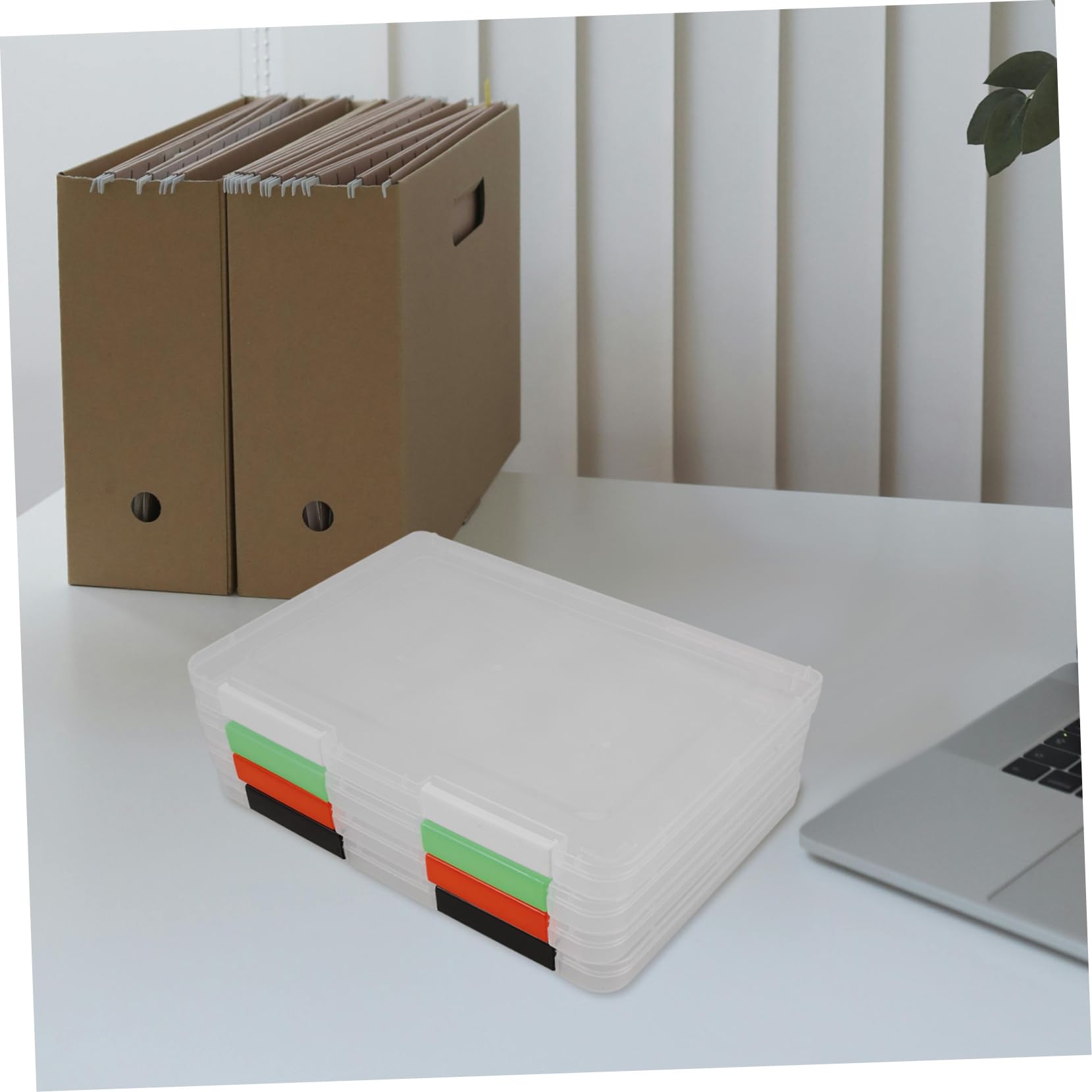 4 Piezas Organizador de de Almacenamiento de Archivos Transparentes para Oficina y Estudiantes Surtidos Fluorescente