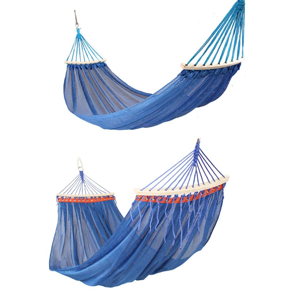 LUCBEI Huśtawka Pojedynczy podwójny hamak outdoorowy Swing Lightweight Ice Mesh Cradle Chair Przenośne krzesło wewnętrzne i zewnętrzne Swing (niebieski) sprzęt do wspinaczki i huśtawki (kolor: A)