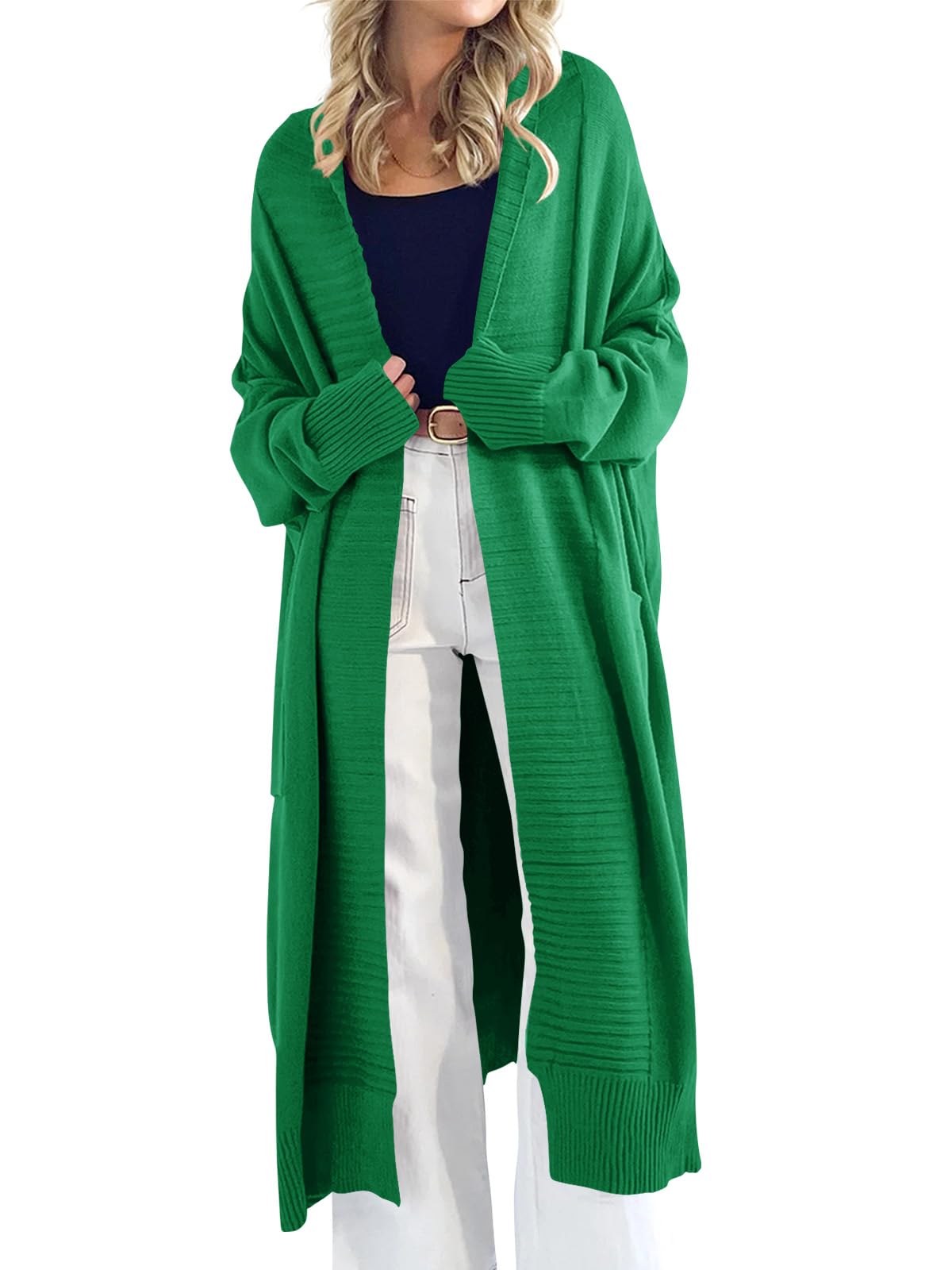 Meduim Danedvi Womens Long Cardigan Sweaters 2025 Fall Chunky Knit Oversized Slouchy Open Front Warm Coats with Pockets